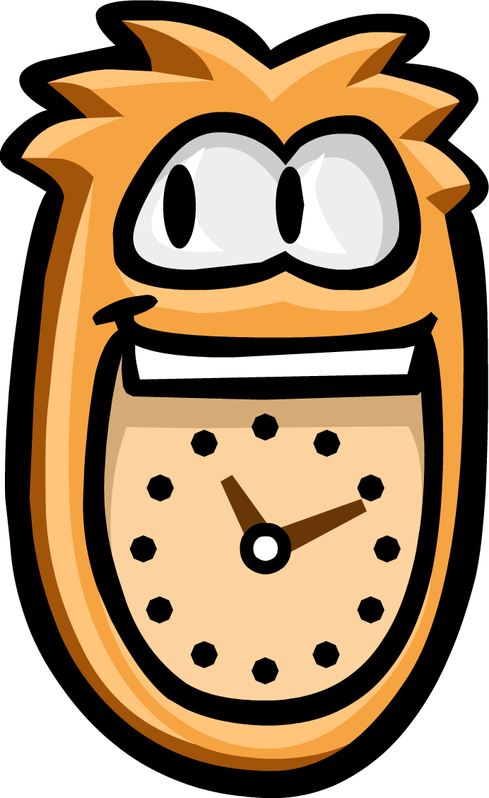 Orange Puffle Clock No Background - Club Penguin Clock (692x1129), Png Download