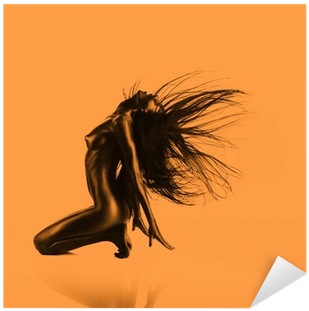 Artistic Nude, Young Woman, Sitting, Orange Background - Nude Orange Background (400x400), Png Download