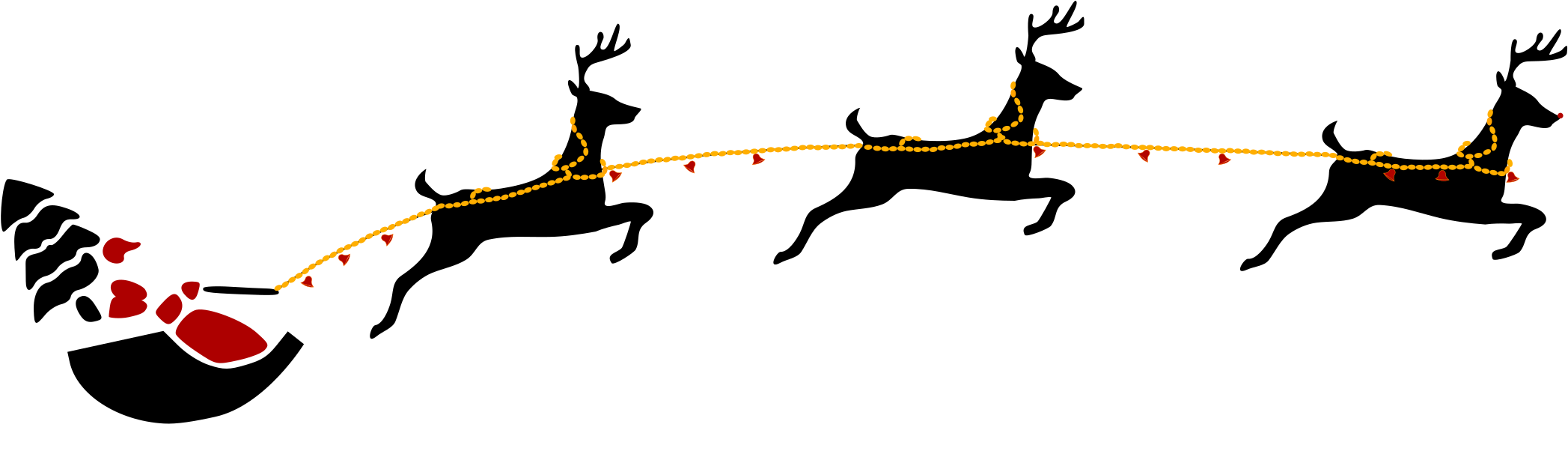 Clipart Santa With Flying Deers - Nara (2400x1697), Png Download