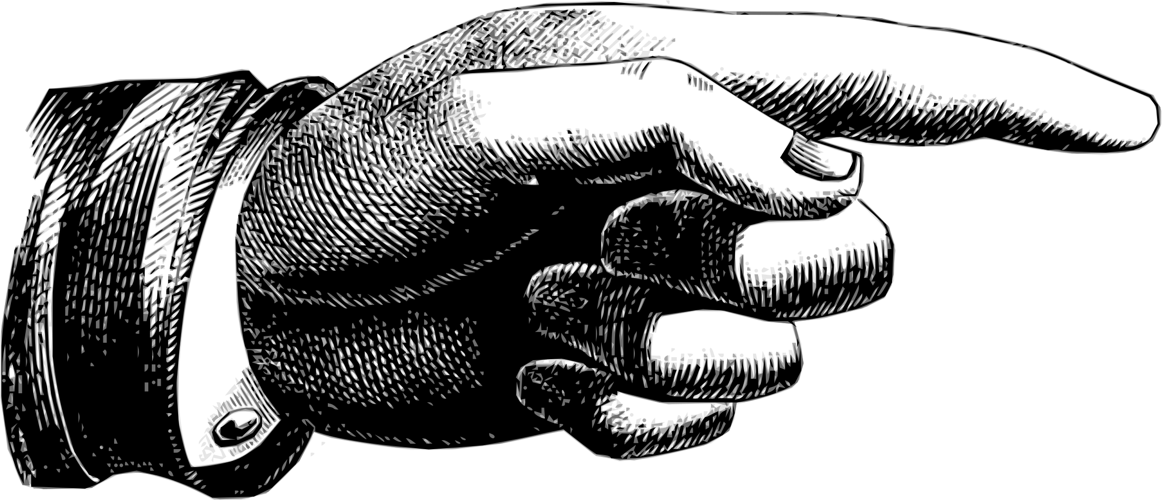 Finger Point Vector - Pointing Finger Transparent (2350x1012), Png Download