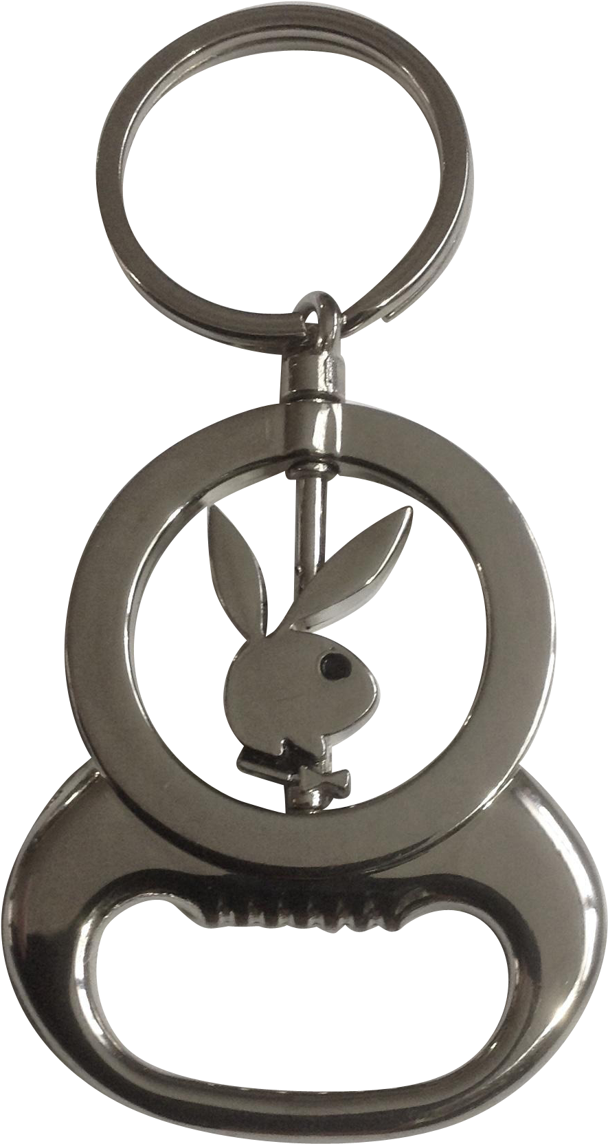thumbnail image 2 of Playboy Bunny Heads Metal Keychain - Silver, Unisex Style 2 of 2