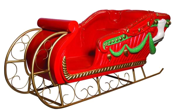 Santa Sleigh Png Image With Transparent Background - Santa Sleigh Props Christmas (600x536), Png Download