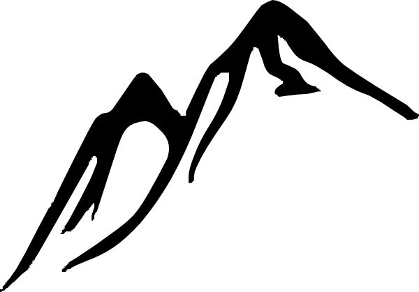 Clip Art Of Snowy Mountain Top Clipart - Mountain Clipart Black And White (600x419), Png Download