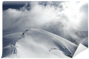 Skiers Climbing A Snowy Mountain Wall Mural • Pixers® - Snow (400x400), Png Download