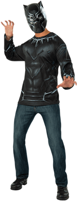 Adult Black Panther Costume Top And Mask Set - Black Panther Costume Adults (415x415), Png Download