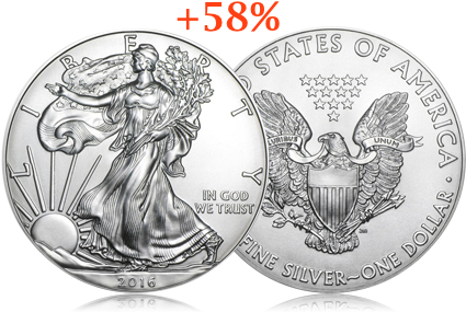 Silver Eagle Sales - American Eagle Coin 2016 (424x294), Png Download