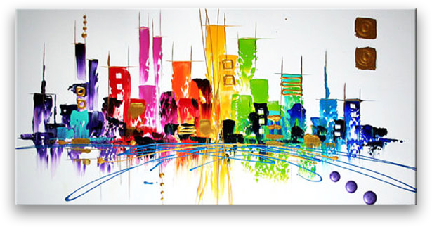 Color City - Modern Art Colorful (615x323), Png Download