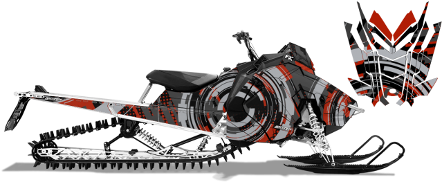 Axys Rmk Arc Reactor - Arcticfx Hood/side Kit Three.4 Red Polaris Pro Ride (650x312), Png Download