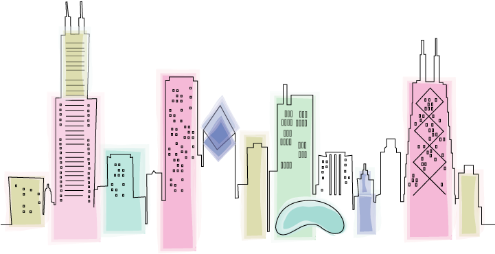 Chicago Skyline Watercolor Sketch - Diagram (720x576), Png Download