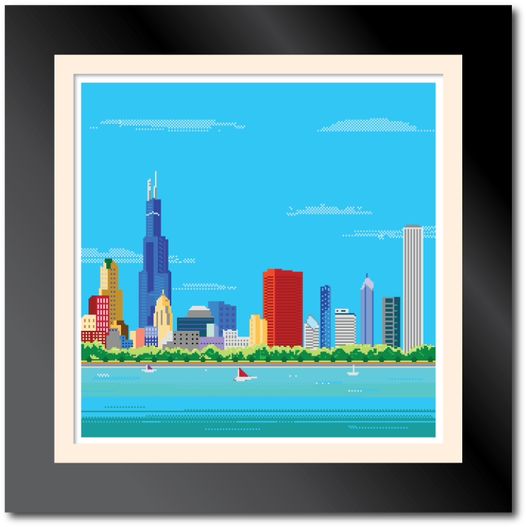 8-bit Chicago Skyline - Chicago Skyline 8 Bit (865x865), Png Download