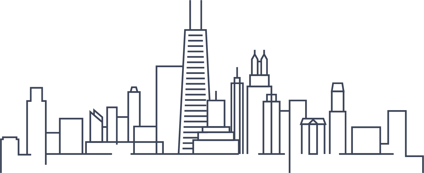 Finding Software Developers In Chicago - Chicago Skyline Line Art (1377x564), Png Download
