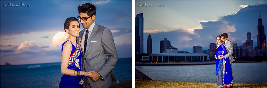 Dramatic Sky Sunset Adler Planetarium Chicago Skyline - Skyline (900x310), Png Download