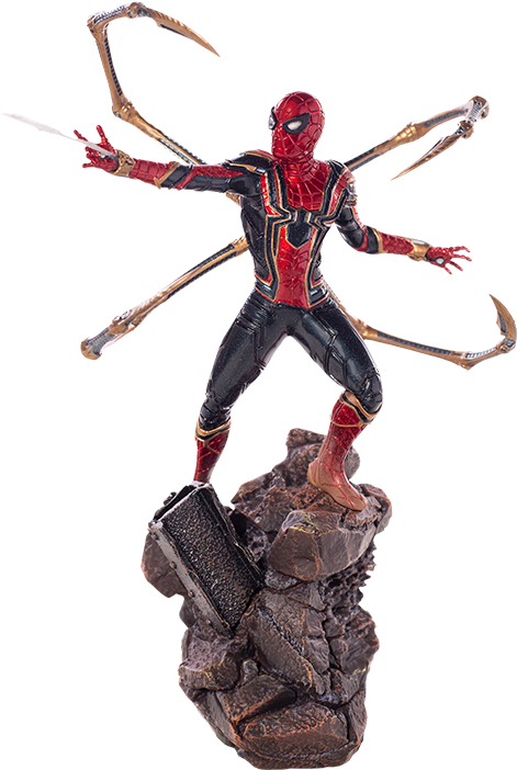 Iron Spider-man Statue - Iron Spider Png (480x701), Png Download