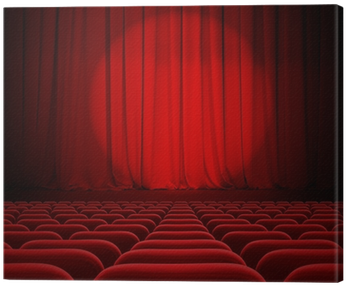 Cinema Red Curtains With Spotlight And Seats Canvas - Theatre (400x400), Png Download