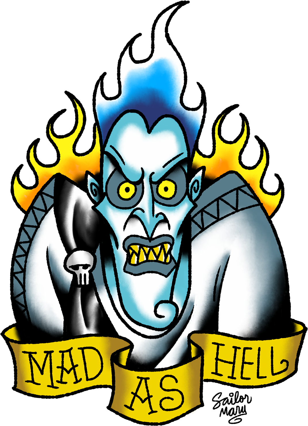 Disney Villain Tattoo Flash On Behance - Tattoo Flash Art Disney Villains (1200x1600), Png Download