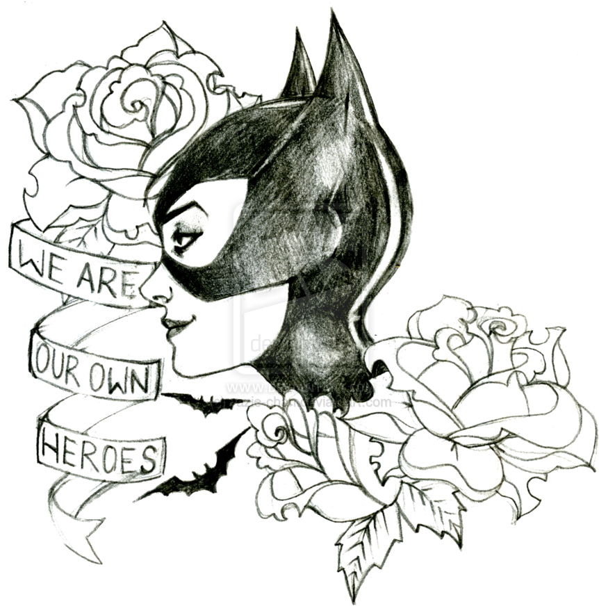 Batman And Catwoman Tattoo - Catwoman Tattoo Designs (900x907), Png Download
