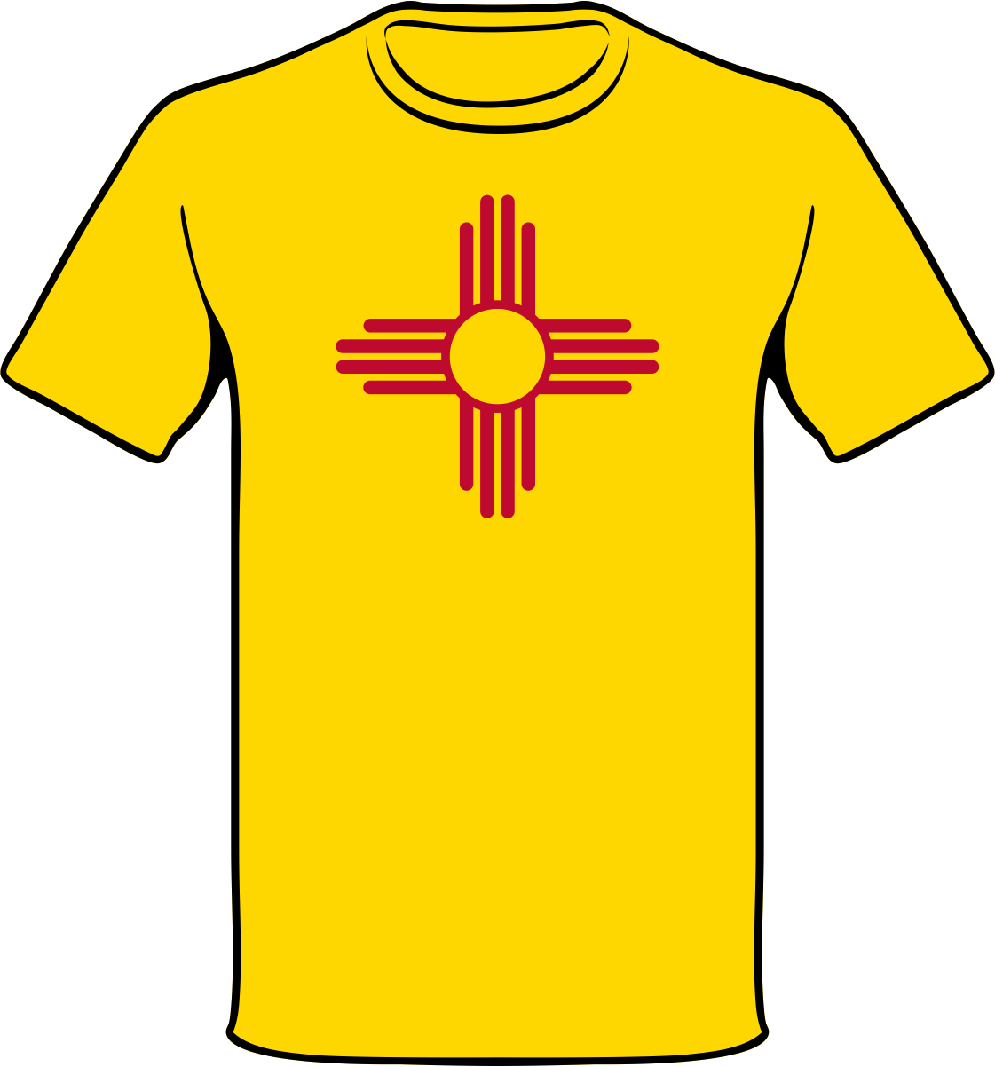 Nm Zia Symbol Shirt - New Mexico Flag (1121x1202), Png Download