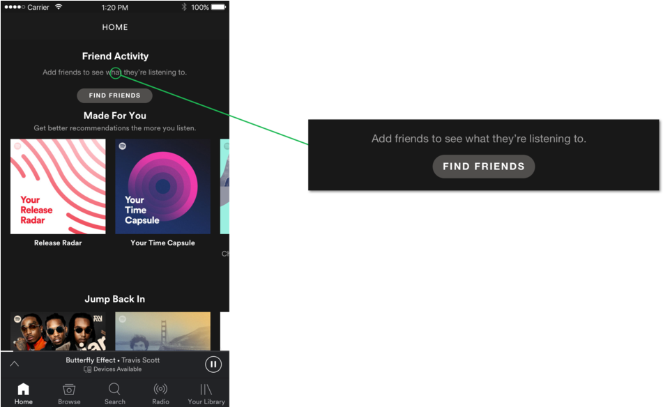 Home Empty State Callout - Spotify Activity Feed (1000x583), Png Download