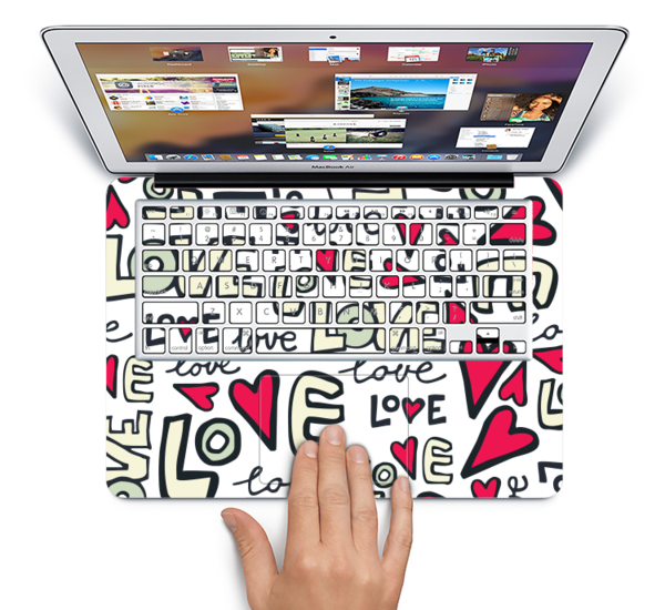 The Love And Hearts Doodle Pattern Skin Set For The - Recertified - Apple A Grade Macbook Air 13.3-inch 2.2ghz (600x550), Png Download