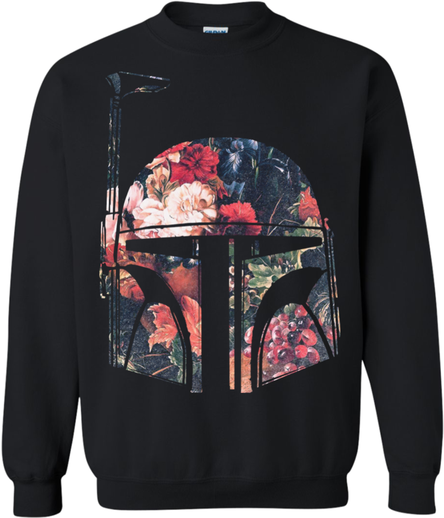 Floral Boba Fett Helmet Star Wars Shop Gifts T Shirts - Tank Top: Juniors Tank Top: Star Wars- Floral Fett, (1024x1024), Png Download