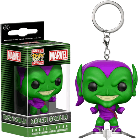 Green Goblin On Glider Pocket Pop Vinyl Keychain - Funko Marvel Heroes Pocket Pop! Vinyl Keychain Green (600x600), Png Download
