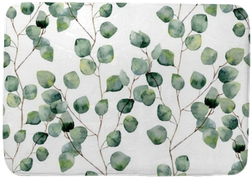 Watercolor Green Floral Seamless Pattern With Eucalyptus - Eucalyptus Background (400x400), Png Download