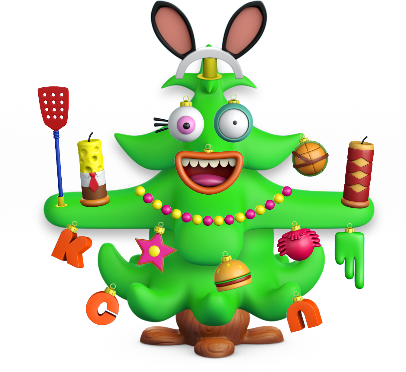Build Your Own Crazy Christmas Tree - Nickelodeon Christmas Png (1343x1369), Png Download
