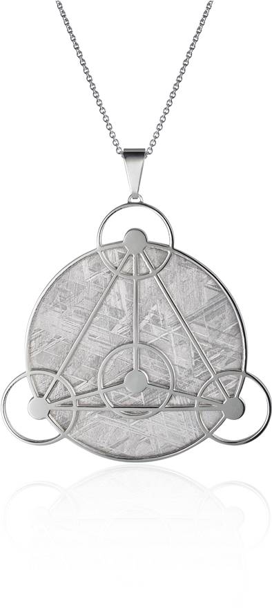 Meteorite Crop Circle Geometry Pendant In Silver - Locket (1000x1000), Png Download