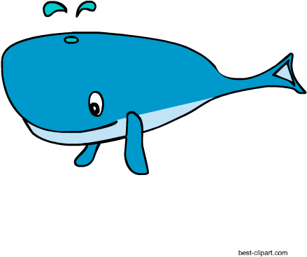 Cartoon Whale Free Clip Art Image - Water Animals Clipart Png (450x450), Png Download