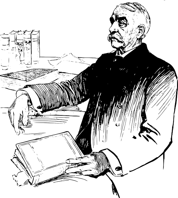 Man, Person, Book, Reading, Sketch, Professor - Gambar Orang Di Buku (576x640), Png Download