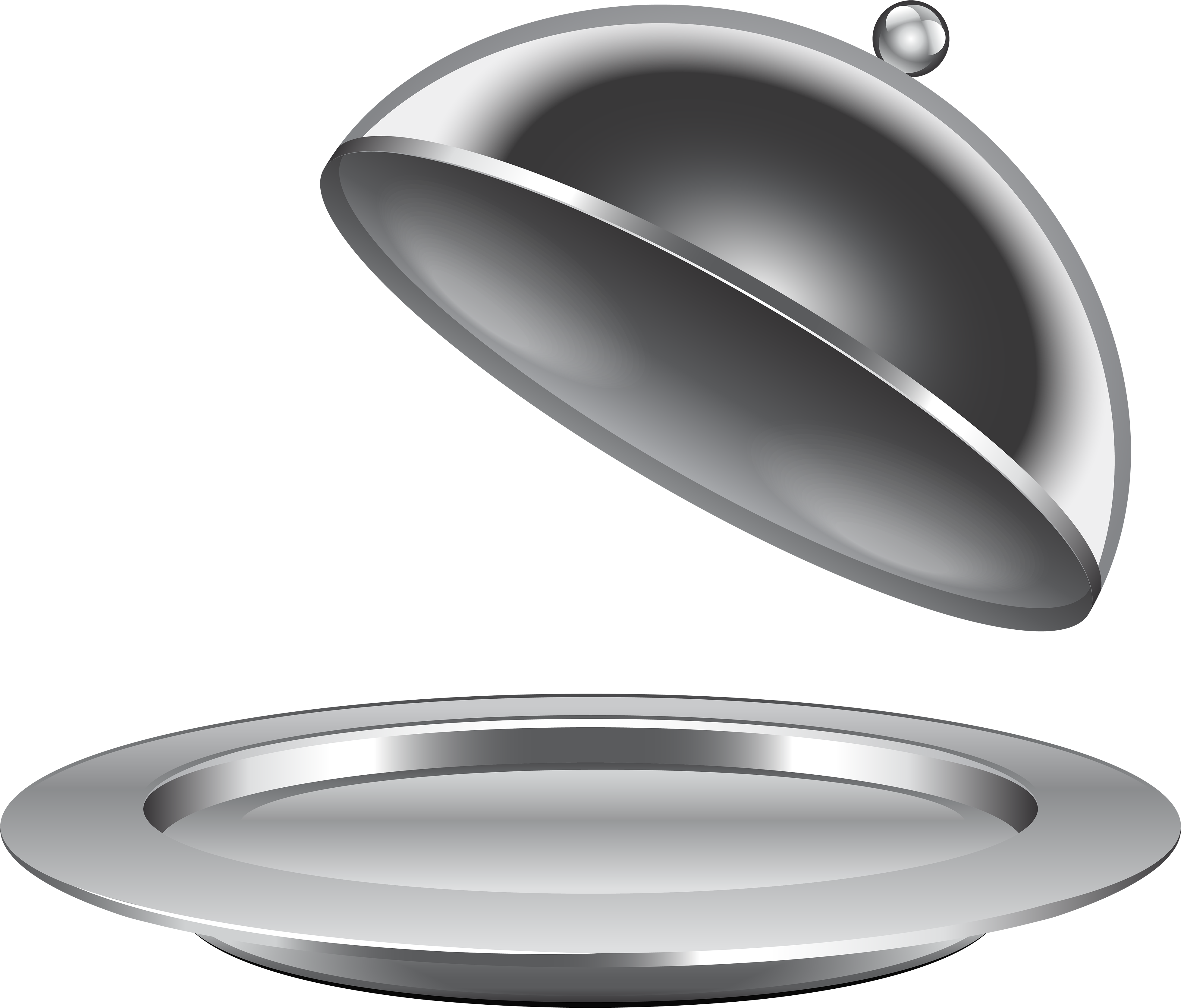 Silver Clipart Tableware - Platter Clip Art (4000x3413), Png Download