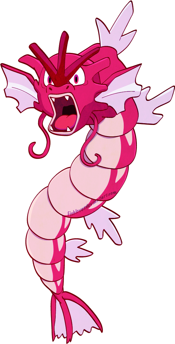 Red Gyarados - Pink Gyarados (609x1178), Png Download