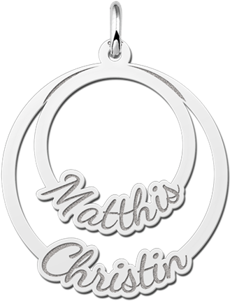 Silver Round Pendant For Two Names - Silver (800x560), Png Download