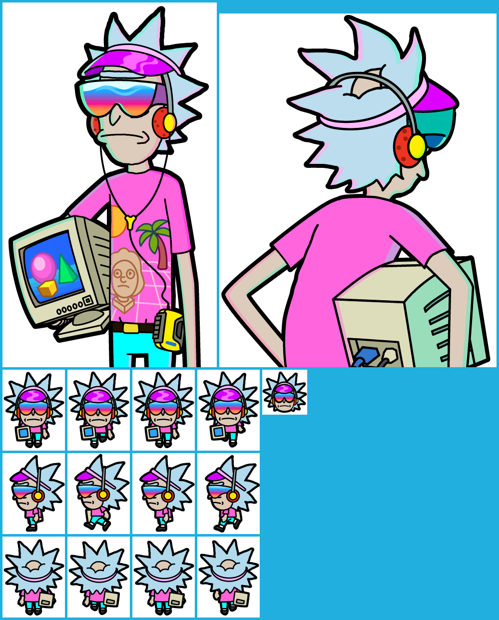 Vaporwave Clipart Purple - Vaporwave Rick Pocket Mortys (999x1241), Png Download