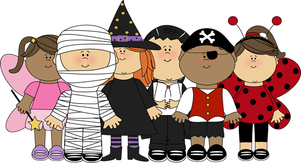 Halloween Kids Clip Art Image Group Of Kids Dressed - Halloween Parade Clipart (600x326), Png Download