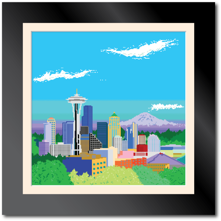8-bit Seattle Skyline - 8 Bit Day City (865x865), Png Download