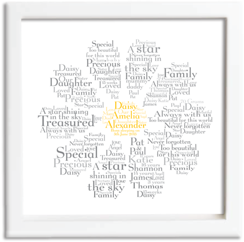 Daisy Remembrance Personalised Word Art Framed - Art (488x690), Png Download
