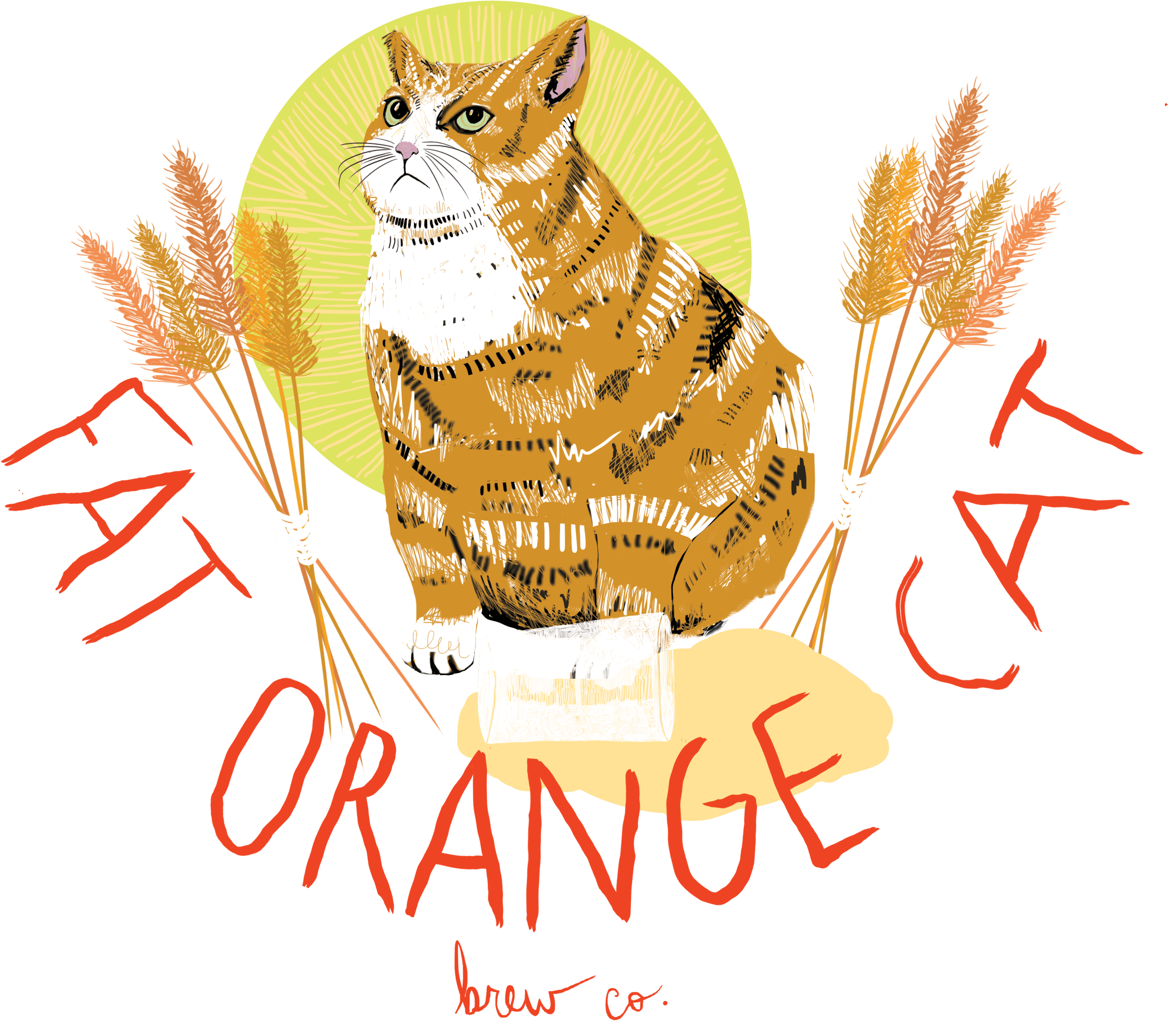 Fatorangecat Noblk - Fat Orange Cat Brewery Logo (3342x3318), Png Download