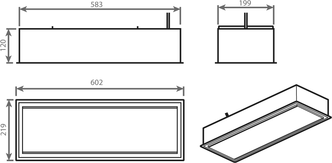Kado Aspect Flush Mount Glass Panel Heater Black - Heater (1200x900), Png Download