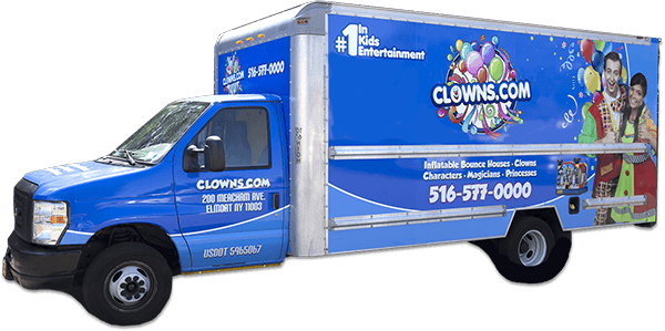 Box Truck Clownsdotcom - Bounce House Box Truck (600x299), Png Download