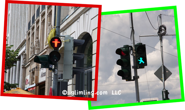 Charming Traffic Light Men With Stylish Hats Are Helping - Traffic Light (613x366), Png Download
