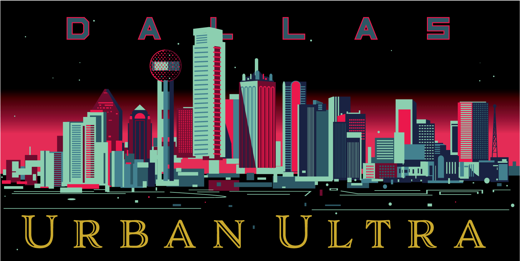 Atlanta Drawing Skyline Dallas - Dallas Urban Ultra (1801x976), Png Download