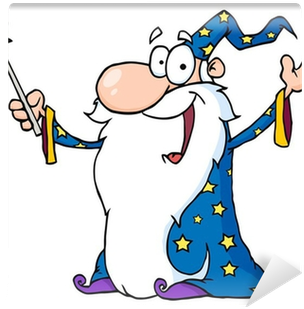 Wizard Waving And Cape Holding A Magic Wand Wall Mural - Cartoon Picture Of Wizard (400x400), Png Download