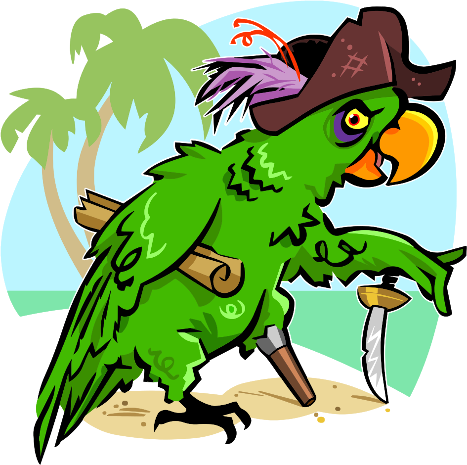 Parrot Pirate - Pirate Parrot Clip Art (1000x995), Png Download