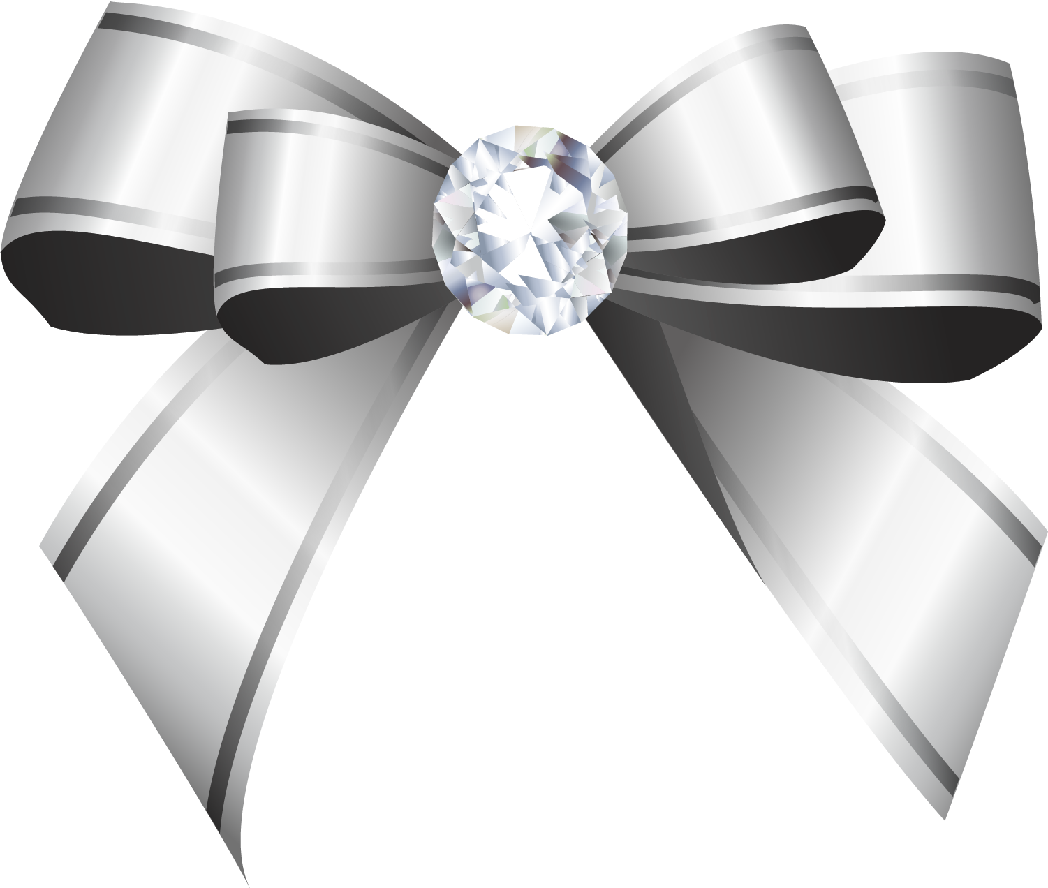 Jpg Black And White Silver Shoelace Knot Clip Art Hand - Silver Ribbon Png (1501x1272), Png Download