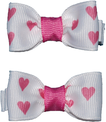White And Pink Heart Small Bows - Bows (450x513), Png Download