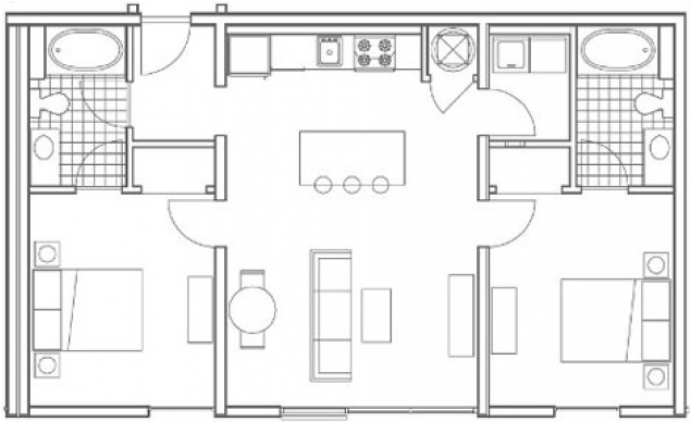 Floor Plansb2 Oliver - 935m Apartments (640x480), Png Download