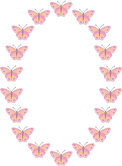 Butterfly Border Clipart - Pink Butterfly Frame Png (420x600), Png Download
