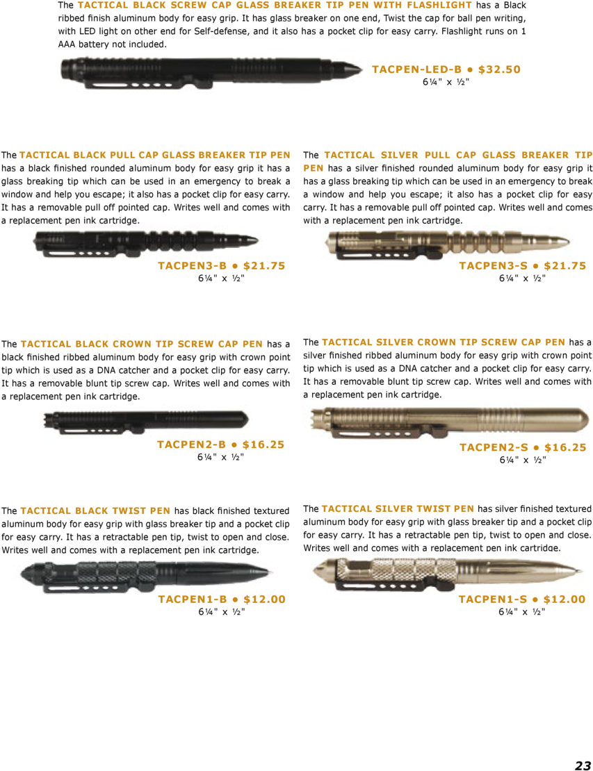 The Tactical Black Screw Cap Glass Breaker Tip Pen - Firearm (960x1242), Png Download