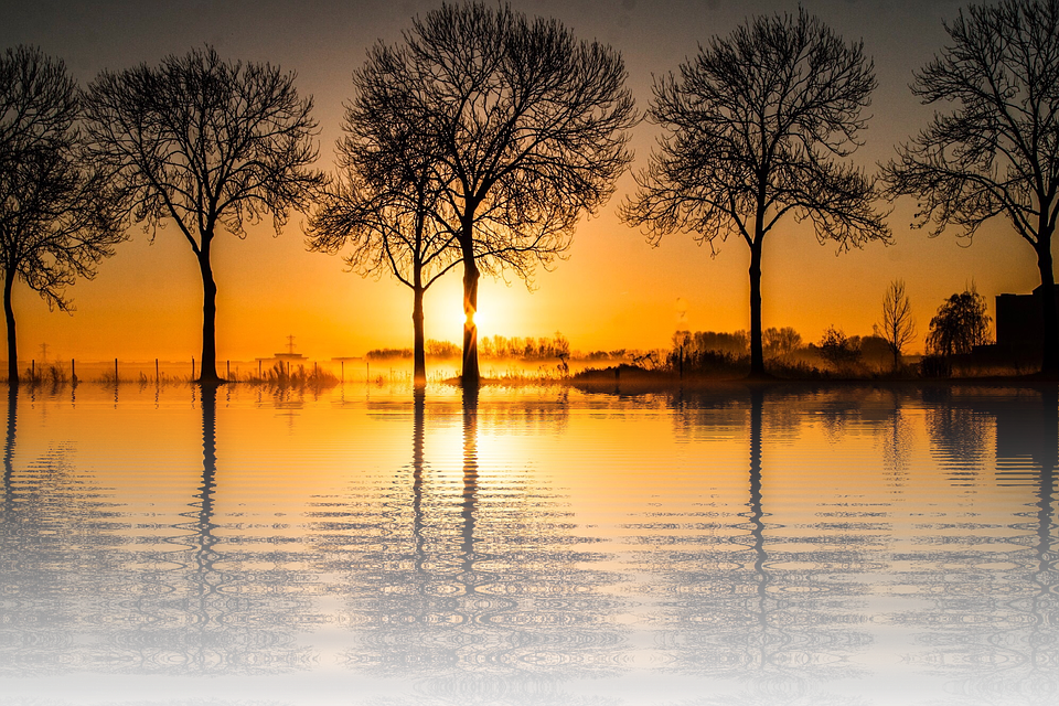 Rising Sun Landscape (500x333), Png Download